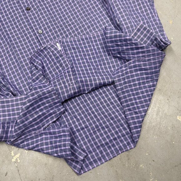 Ermenegildo Zegna Dress Shirt Italy Purple Check Long Sleeve Cotton 17.5 XL - Picture 7 of 9
